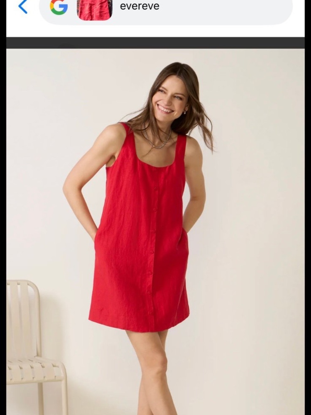 Evereve Red Button-Front Sleeveless Shift Dress